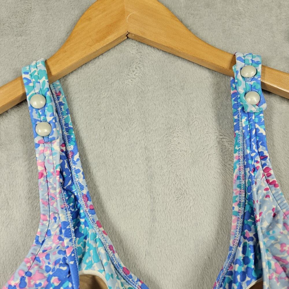 Vintage Sea Waves Swim Dress Womens Size 18 Multicolor Pink Blue Preppy Beach - Picture 8 of 13
